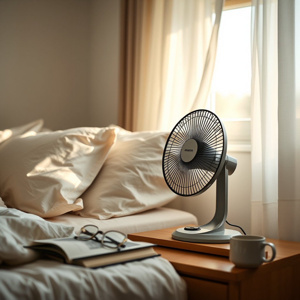 desk fan in action