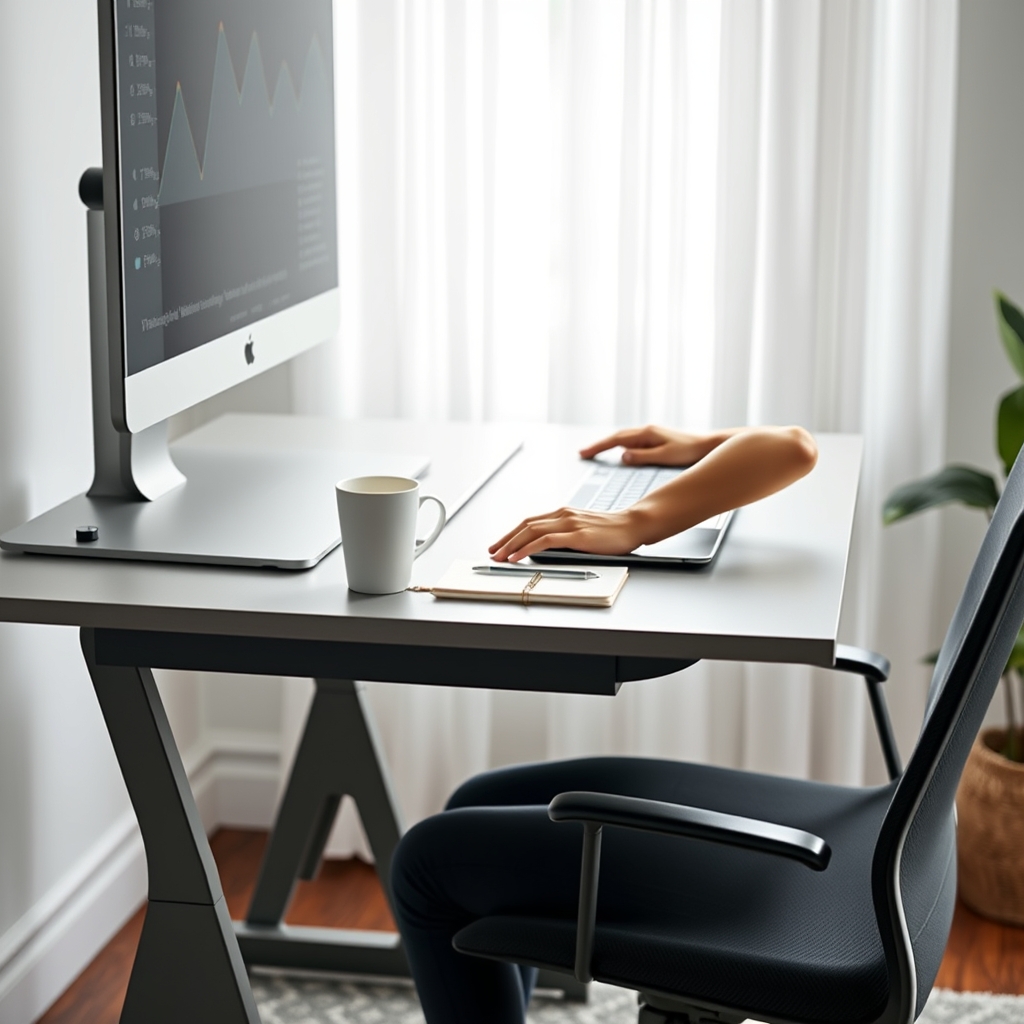 standing desk in action