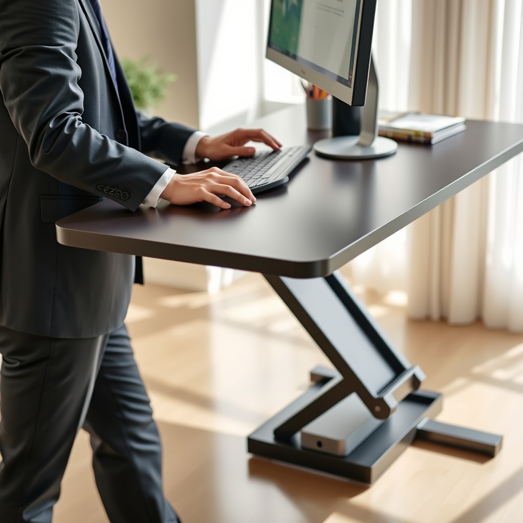 standing desk in action