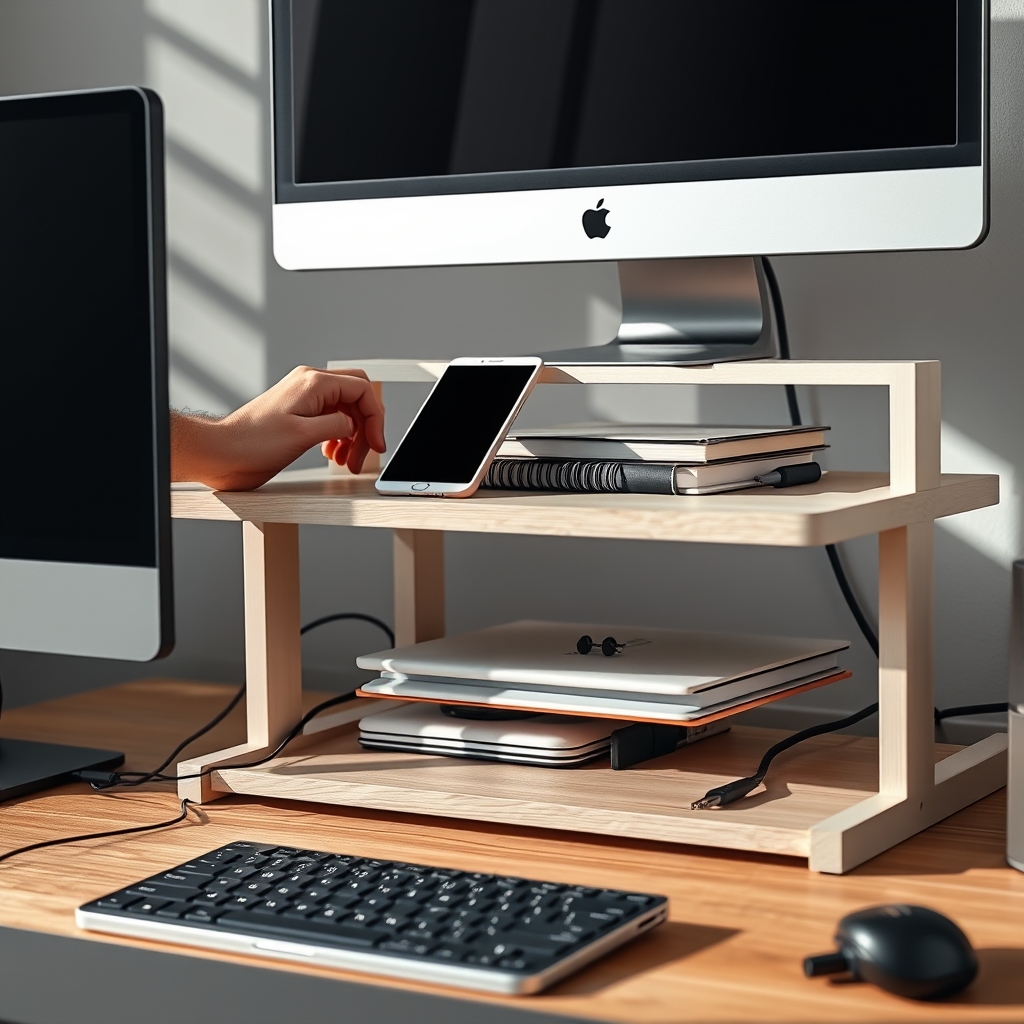 monitor stand in action