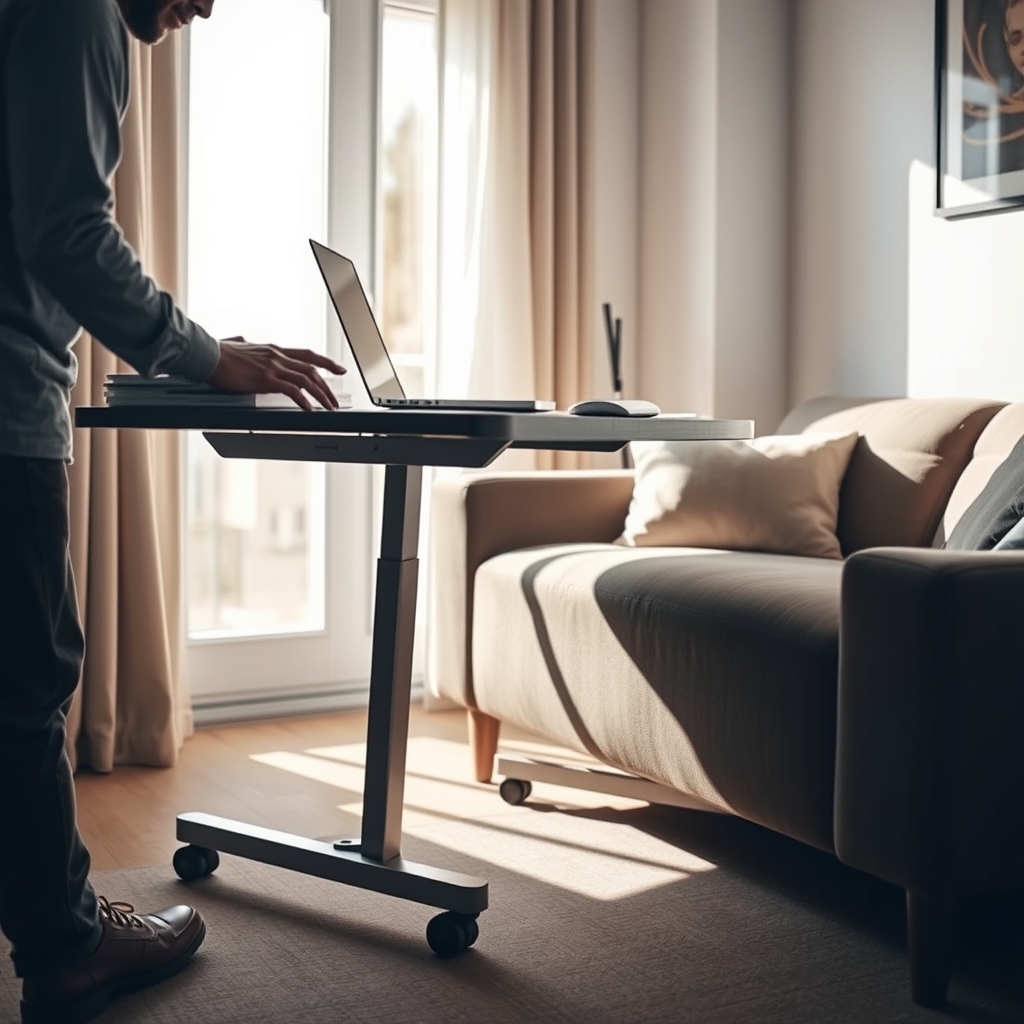 rolling desk in action