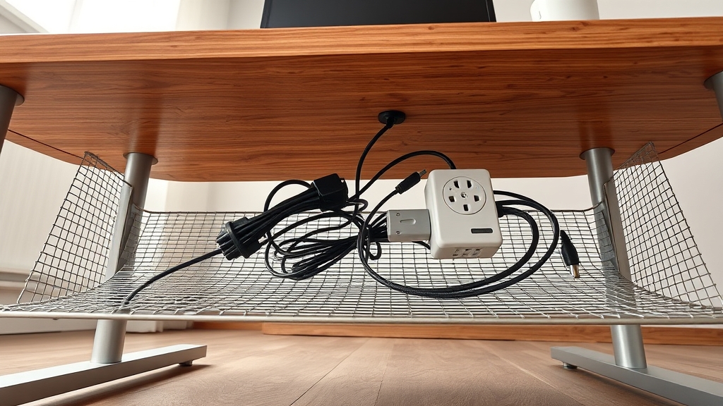 under desk cable tray with power strip - Illustration 1