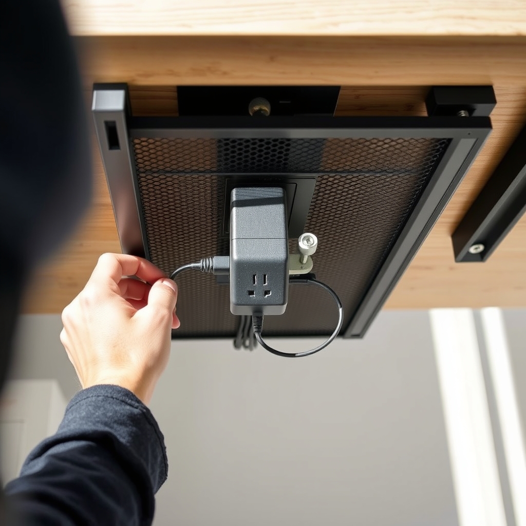 under desk cable tray with power strip - Illustration 2